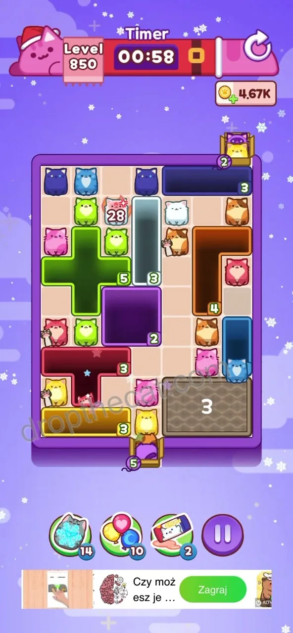 Drop The Cat Level 850 step 1