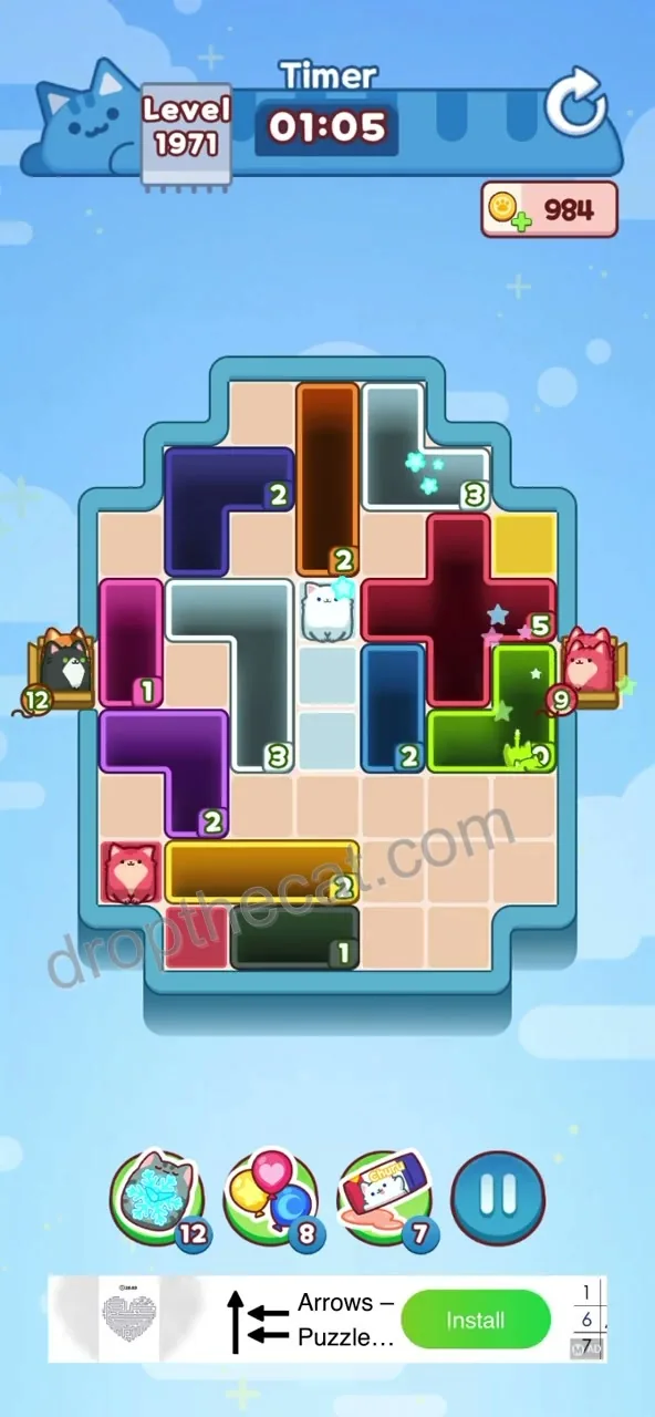 Drop The Cat Level 1971 step 1