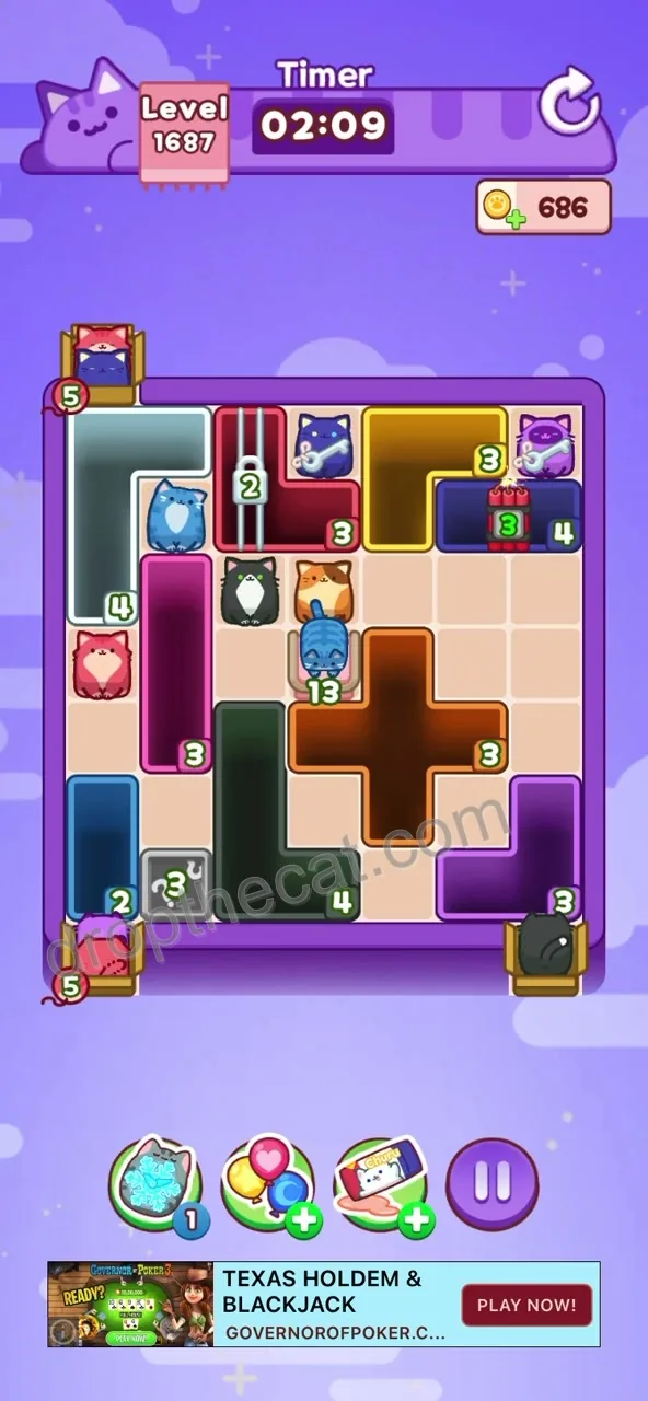 Drop The Cat Level 1687