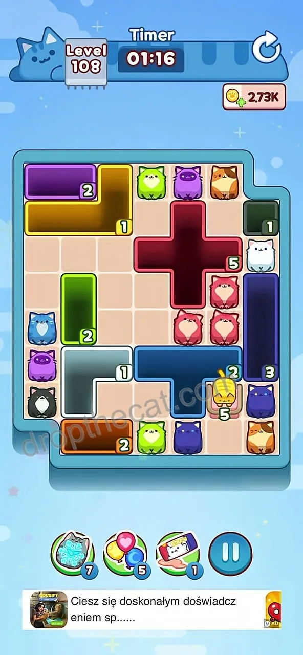 Drop The Cat Level 108 step 2