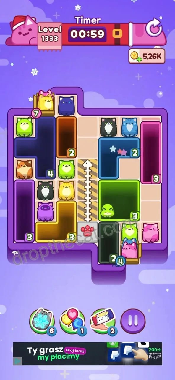 Drop The Cat Level 1333