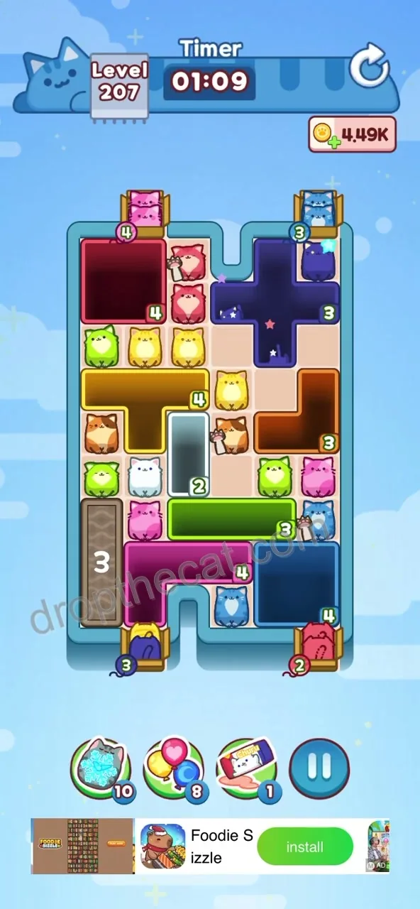 Drop The Cat Level 207 step 1