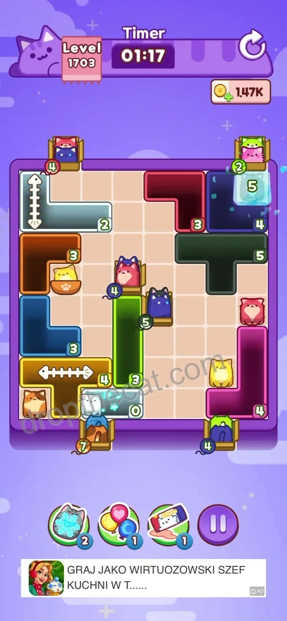 Drop The Cat Level 1703 step 1