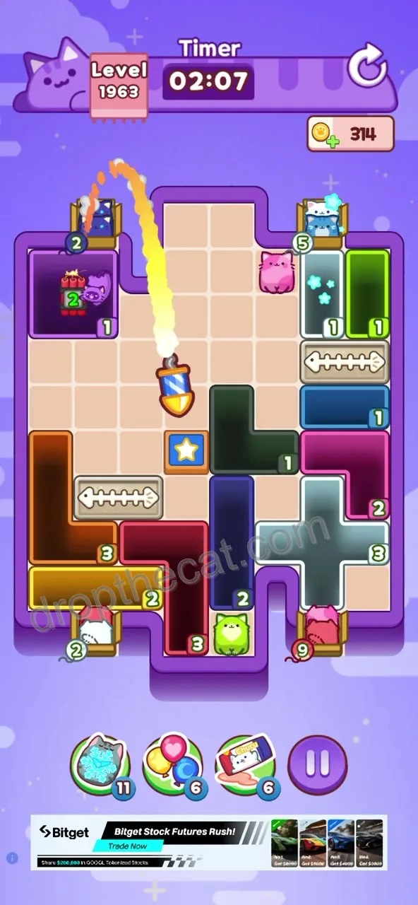 Drop The Cat Level 1963 step 1