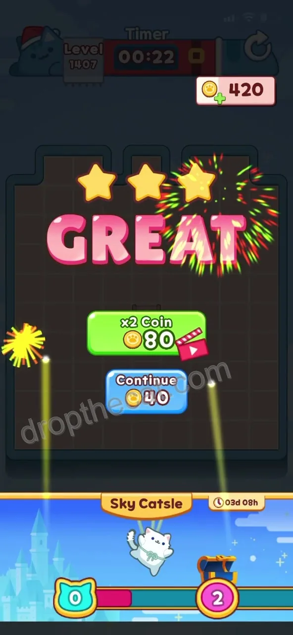 Drop The Cat Level 1407 step 3