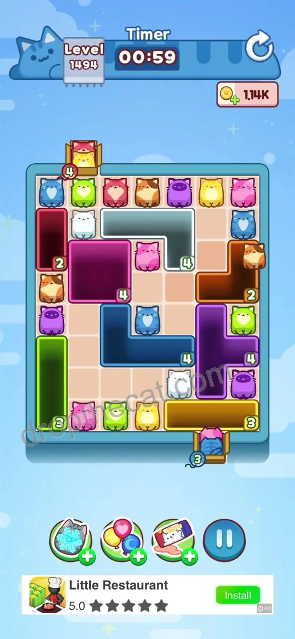 Drop The Cat Level 1494