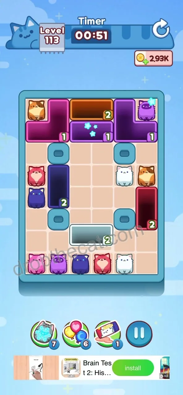 Drop The Cat Level 113 step 2