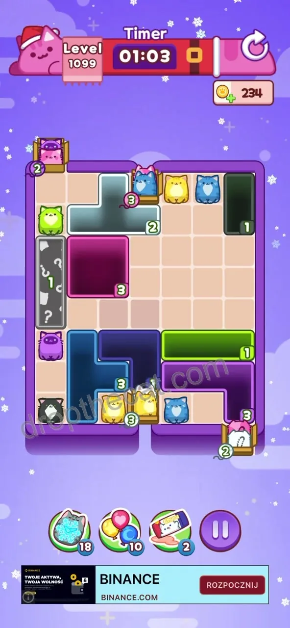 Drop The Cat Level 1099 step 2