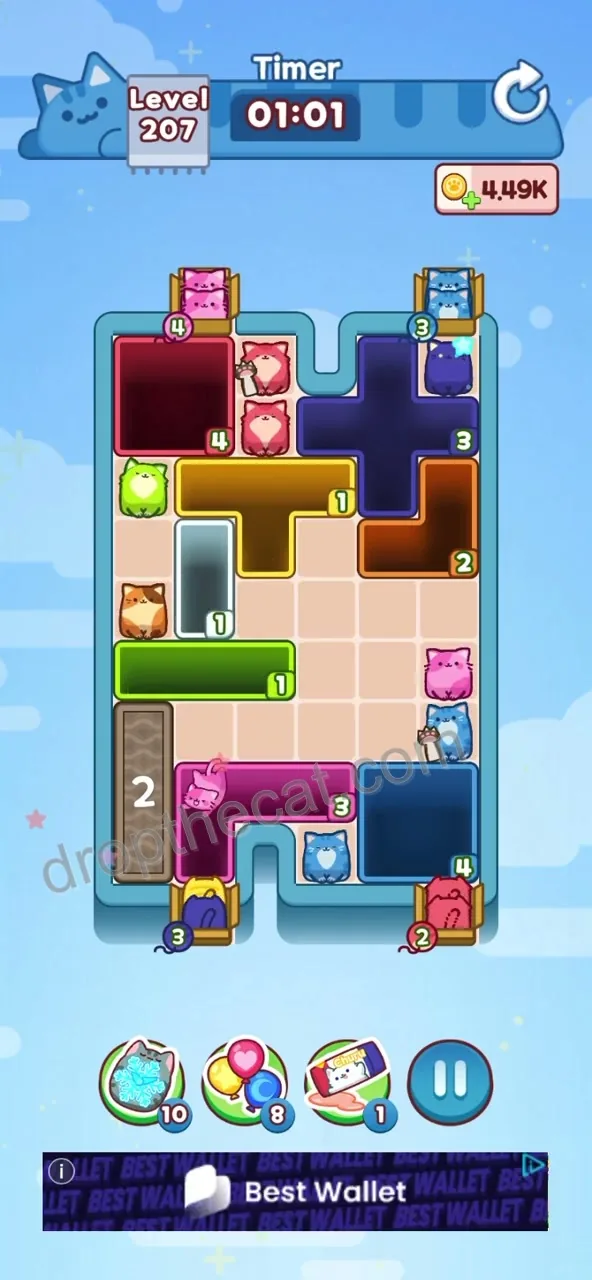 Drop The Cat Level 207 step 2