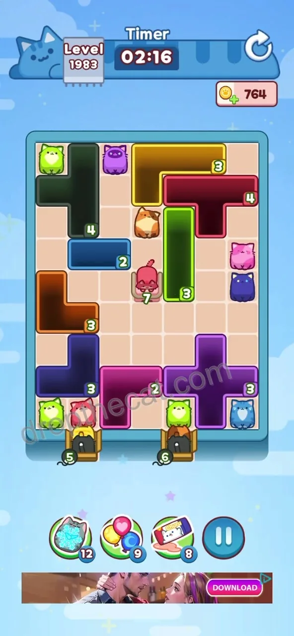 Drop The Cat Level 1983 step 1