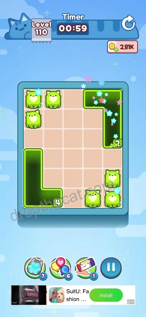 Drop The Cat Level 110 step 2