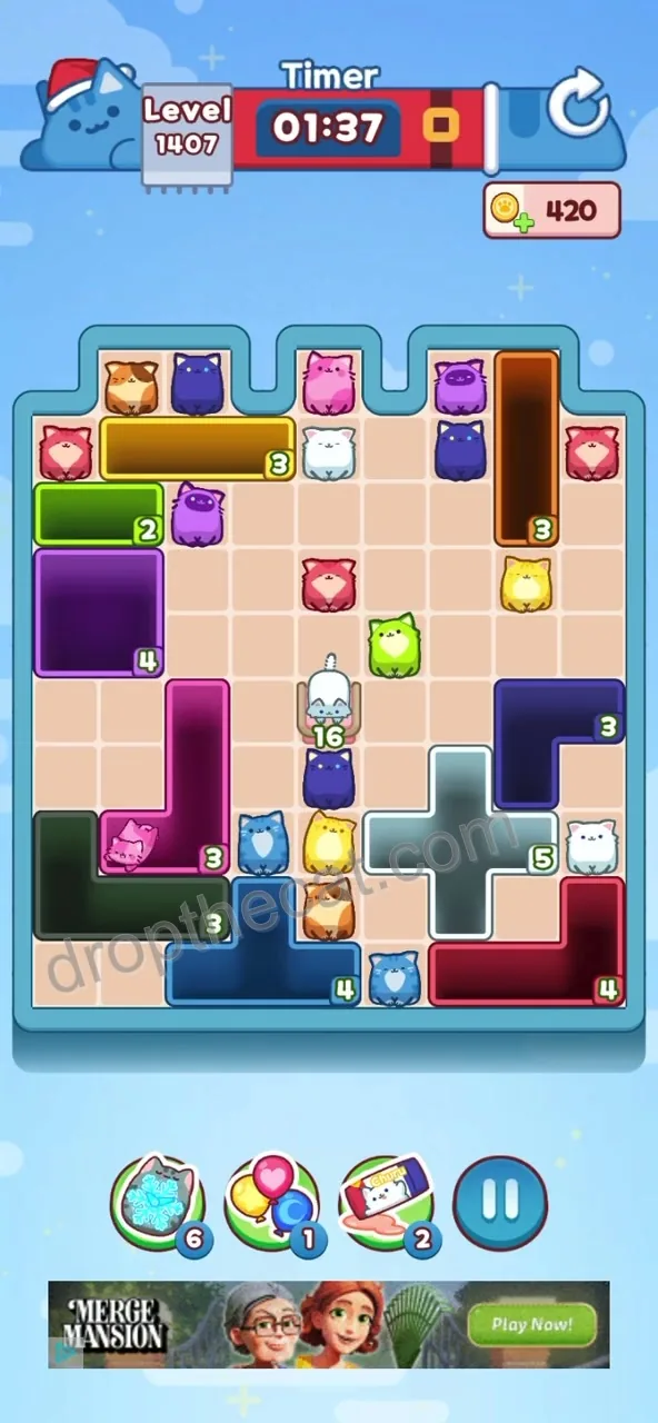 Drop The Cat Level 1407 step 1